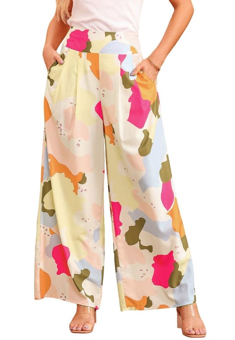 Damen Farbpalette Druck Weitbein-Hose in Multicolor - Image 3