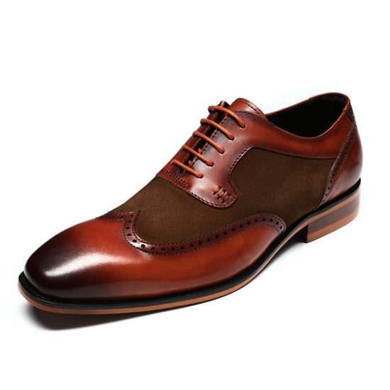 Herrenschuh mit klassischer Ziernaht Business-Schuh Glattleder Halbschuhe Braun - Image 4