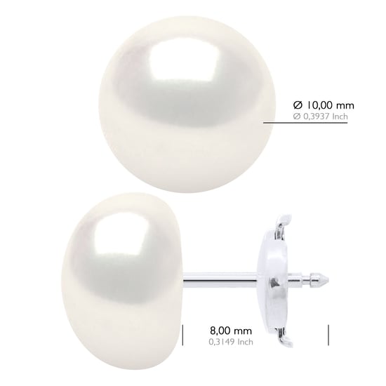 Ohrringe aus Gelbgold 375 und echten Süßwasser-Zuchtperlen, Knopfgröße 10–11 mm - Image 2