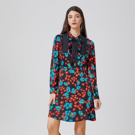 Minikleid mit Ascot-Schnürung und Blumenmuster - Image 3
