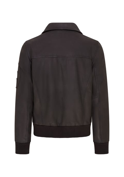 Mens Black A2 Cowhide Leather Bomber Jacket-Eura