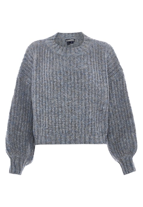 Dreimaster Grobstrick-Pullover Damen grau melange - Image 1