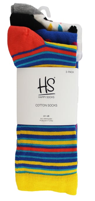 HS von Happy Socks - Herren 3er-Pack Klassische Gestreifte Dresssocken - Streifen (Helle Farben) - Image 2