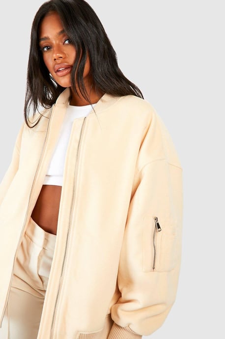 Oversized Wool Look Bomber Jacket