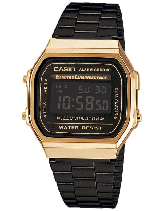 Casio Retro Unisex schwarze Uhr A168WEGB-1BEF - Image 1