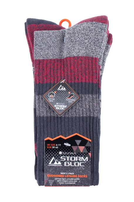 Storm Bloc - 3 Pack Herren gepolsterte Sohle Anti Blister leichte atmungsaktive Baumwolle Wandern Wandern Socken für den Sommer - Image 2