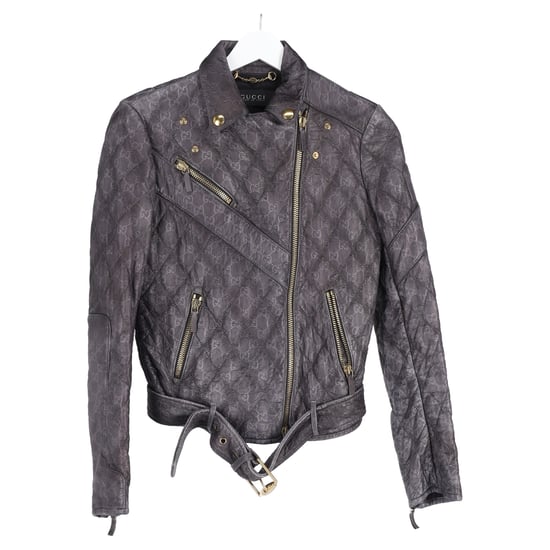 Gucci Monogram Bikerjacke aus schwarzem Leder - Image 4