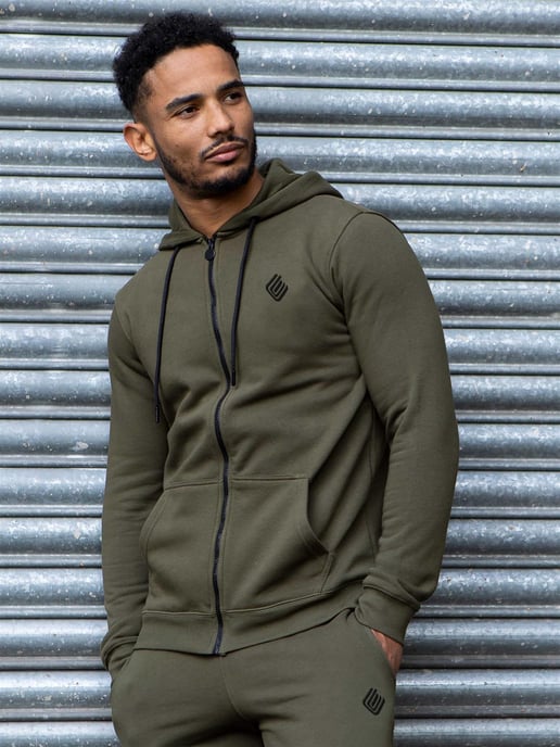 Enzo | Herren Zip Up Hoodie Trainingsanzug Set - Khaki - Image 3