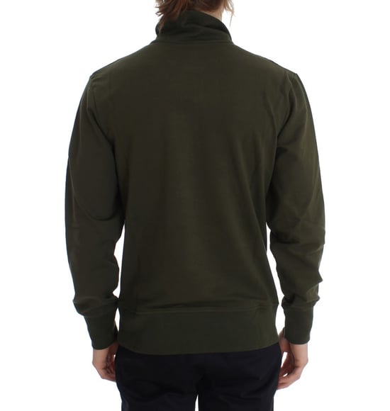 Aeronautica Militare Green Cotton Stretch Half Zipper Sweater - Image 3