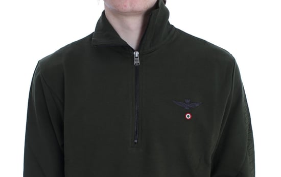 Aeronautica Militare Green Cotton Stretch Half Zipper Sweater - Image 4