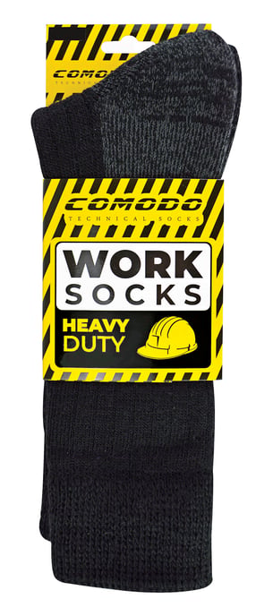 Atmungsaktive Woll-Arbeitssocken | Comodo | Dicke Hochleistungs-Stiefelsocken - Schwarz - Image 2
