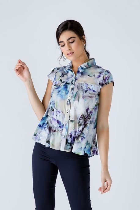 Floral Cap Sleeve Shirt
