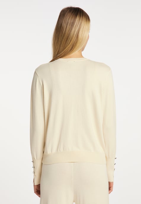 Dreimaster Strickjacke Damen Wollweiß - Image 4