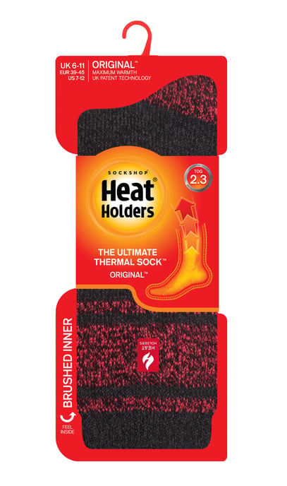 Wärmehalter - Herren extra dicke Thermosocken für den Winter | Warme flauschige Fleece isolierte Socken | Geschenke für Männer - Charcoal / Rot (Athen) - Image 2