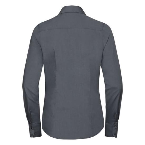 Russell Collection - Popeline-Bluse mit langen Ärmeln - Damen (Grau) - Image 2