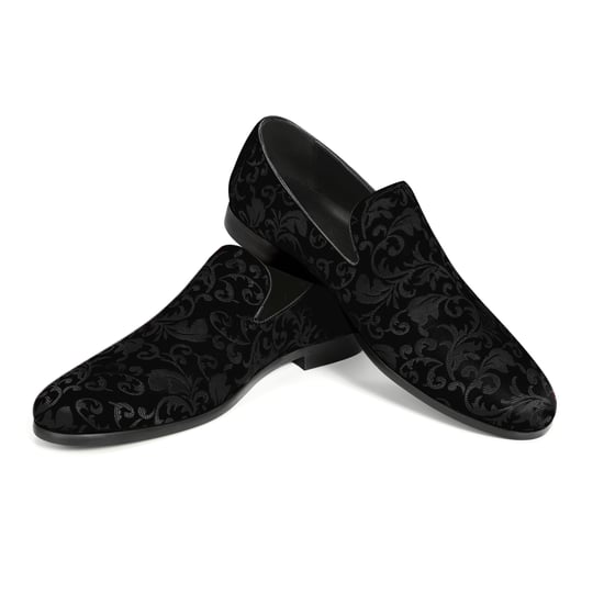 Herren Penny Loafer mit edlem Jacquard Schwarz - Image 1