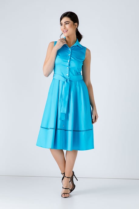 Türkisfarbenes Kleid mit Knopfleiste - Image 2