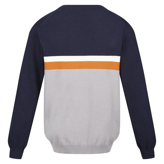 Regatta Mens Kaelen Colour Block Knitted Jumper (Navy/Storm Grey)