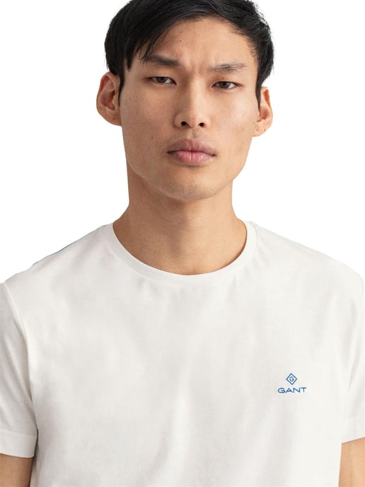 Gant | Herren T-Shirt mit Rundhalsausschnitt Kontrast Logo - Weiß - Image 3