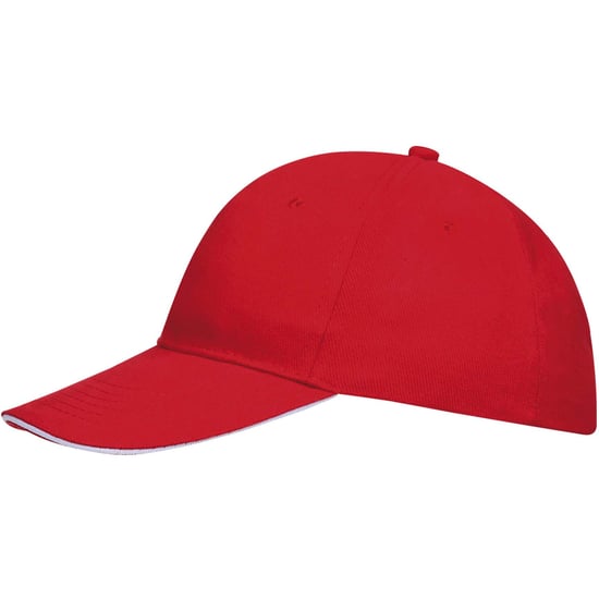 SOLS Unisex Buffalo 6 Panel Baseball Cap (Red/White)