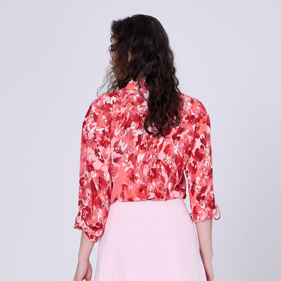 Bluse mit Ascot-Krawatte und abstraktem Druck - Image 3