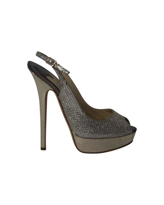 Jimmy Choo Vita Glitzer-Pumps aus Champagnerleder - Image 1