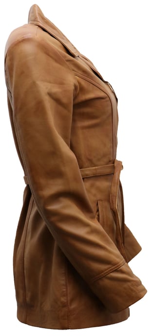 Women's Md-length leather biker jacket - Okehampton
