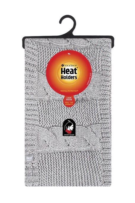 Heat Holders Damen-Winterschal mit weichem Fleece-Futter und Zopfmuster, Thermo-Schlauchschal, Hellgrau - Image 2