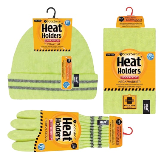 Hi Vis Mütze, Halswärmer & Handschuhe Set | Wärmehalter | Reflektierende Arbeitskleidung Set für extrem kaltes Wetter - Gelb - Image 2