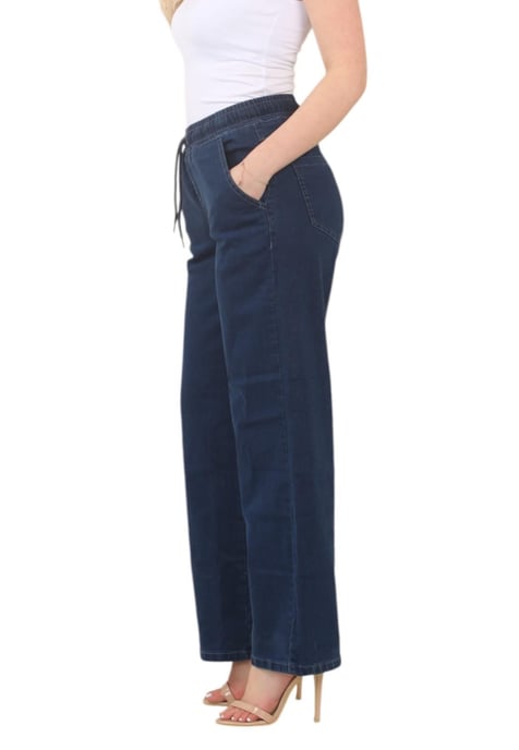 MYT Womens Elasticated High Waist Wide Leg Jeans in Blau - Image 3