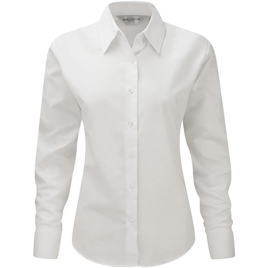 Russell Collection Herren-Langarmhemd aus pflegeleichtem Oxford (Weiß) - Image 2