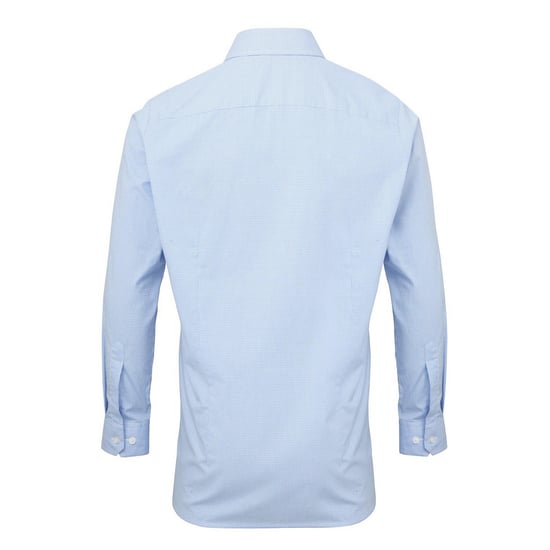 Premier Herren Gingham-Langarmhemd (Hellblau/Weiß) - Image 2