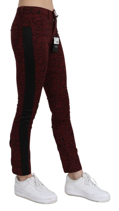 Costume National Women's Dark Red Mid Waist Slim Fit Cotton Jeans - Image 2