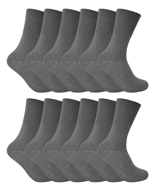 12 Pack Damen nicht elastische thermische diabetische Socken | Socken Snob | Frauen Soft Top Socken für schlechte Durchblutung - grau - Image 1