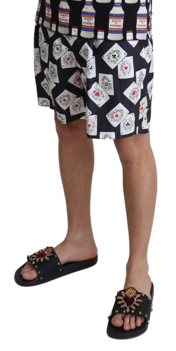 Dolce & Gabbana Short de bain de plage imprimé cartes de crédit noir pour hommes - Image 4