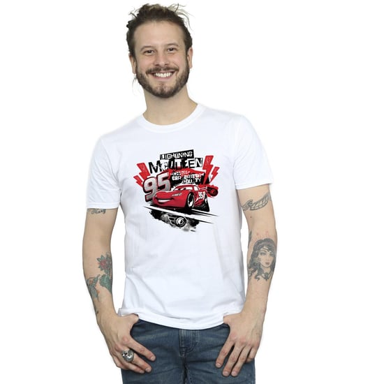 Disney Mens Cars Lightning McQueen Collage T-Shirt (White)