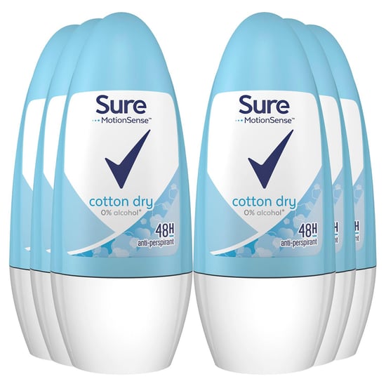 Sure Women Motion Sense Deodorant Roll-On, Cotton Dry, 50ml, 6 Pack