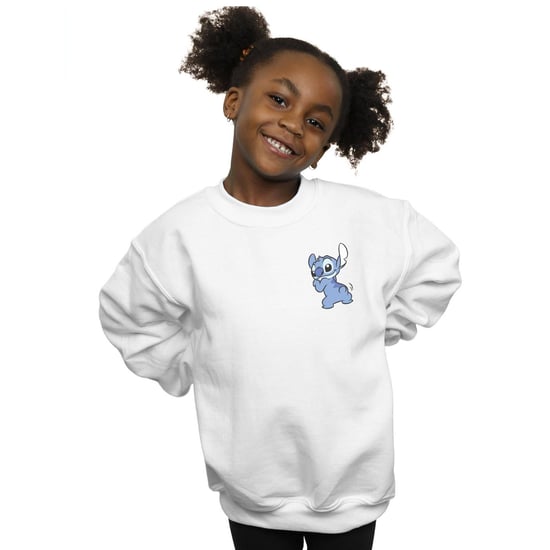 Disney Girls Lilo And Stitch Stitch Backside Breast Print Sweatshirt (White)