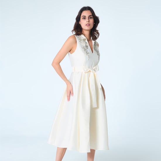 Fit-and-Flare-Cocktailkleid aus Taft mit Perlenbesatz - Image 2