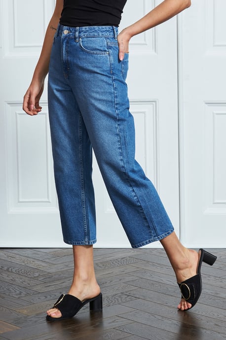 Mid Blue Denim Culotte Jeans