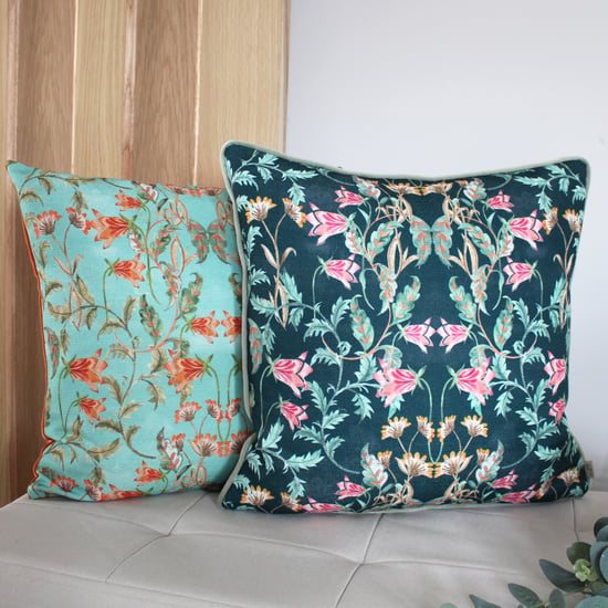 Evans Lichfield Heritage Bell Flowers Floral Piped Cushion Cover