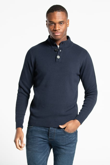 Recycled Cotton Blend 1/4 Button-Up Jumper