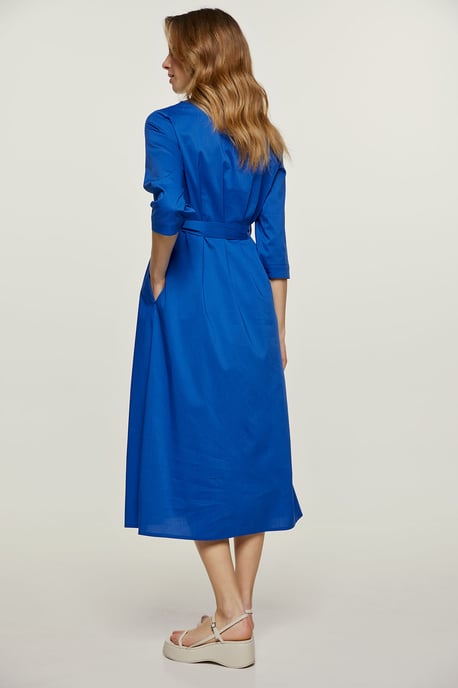 Königsblaues Midikleid mit Gürtel - Image 3