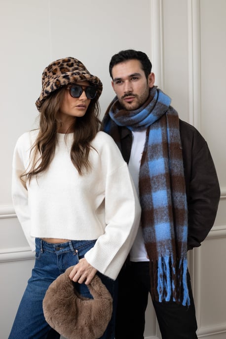 Faux Fur Soft Grab Bag in Brown