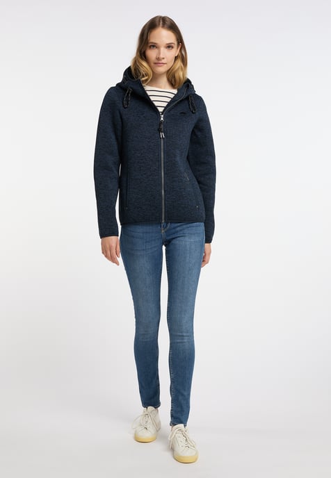 Schmuddelwedda Strickfleecejacke Damen Marine Melange Marine - Image 2