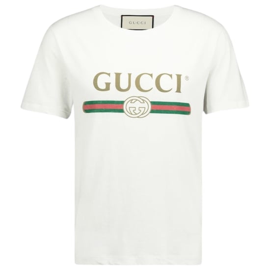 Gucci gewaschenes Gucci-Logo Slim Fit Weißes T-Shirt - Image 1