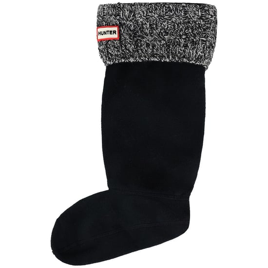 Hunter – Hohe Stiefelsocken mit 6 Maschen und Zopfmuster in Schwarz - Image 1