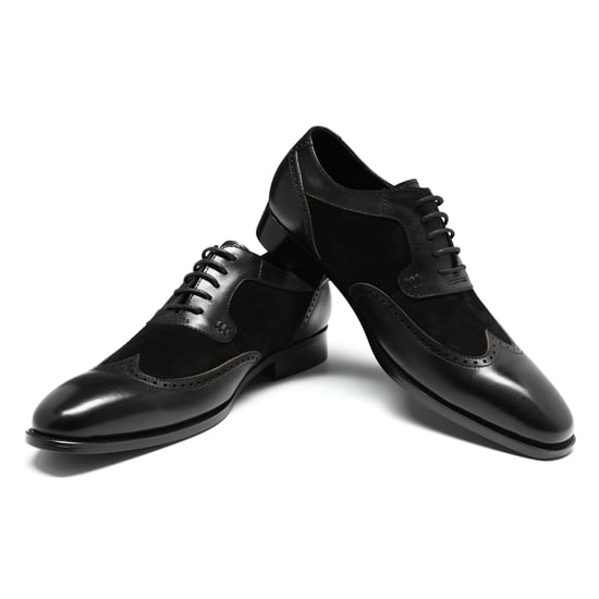 Herrenschuh mit klassischer Ziernaht Businessschuh Glattleder Halbschuh Schwarz - Image 1