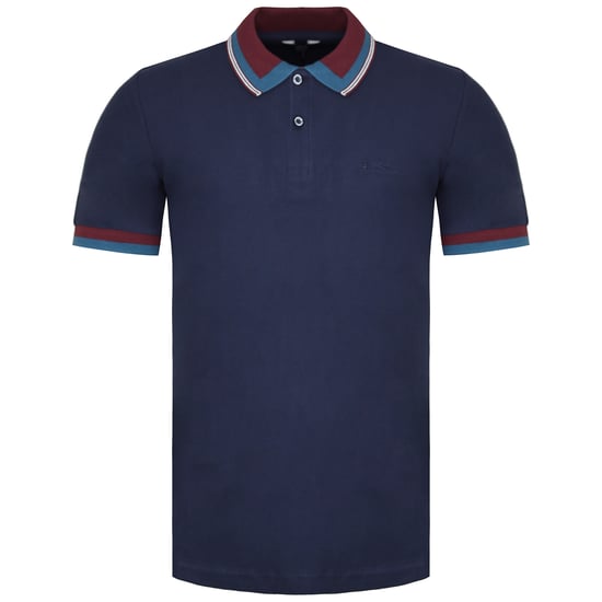 Ben Sherman Stripe Collar Mens Navy Polo Shirt