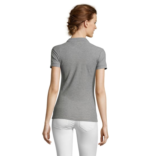 SOLS Womens/Ladies People Pique Kurzarm-Poloshirt aus Baumwolle (Grau meliert) - Image 2